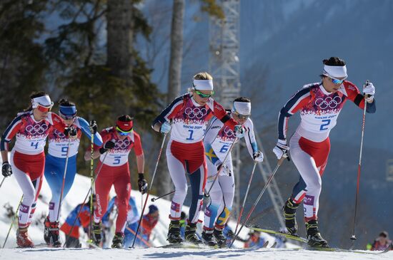 2014 Winter Olympics. Cross country skiing. Women. Skiathlon