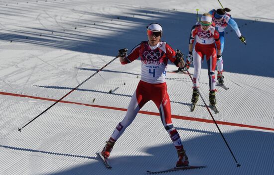 2014 Winter Olympics. Cross country skiing. Women. Skiathlon