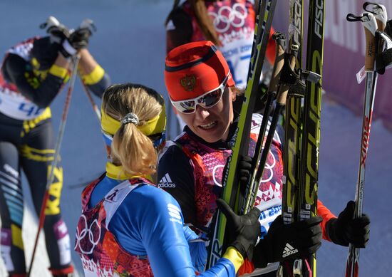 2014 Winter Olympics. Cross country skiing. Women. Skiathlon