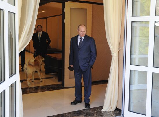 Vladimir Putin meets with Shinzo Abe