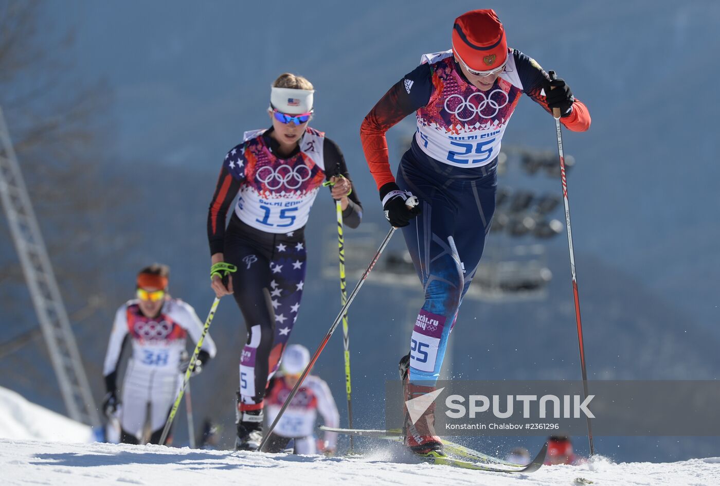 2014 Winter Olympics. Cross country skiing. Women. Skiathlon
