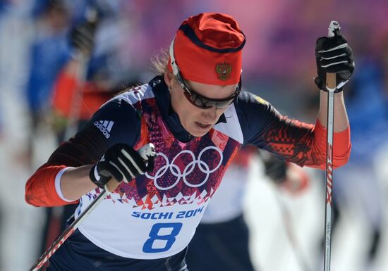 2014 Winter Olympics. Cross country skiing. Women. Skiathlon