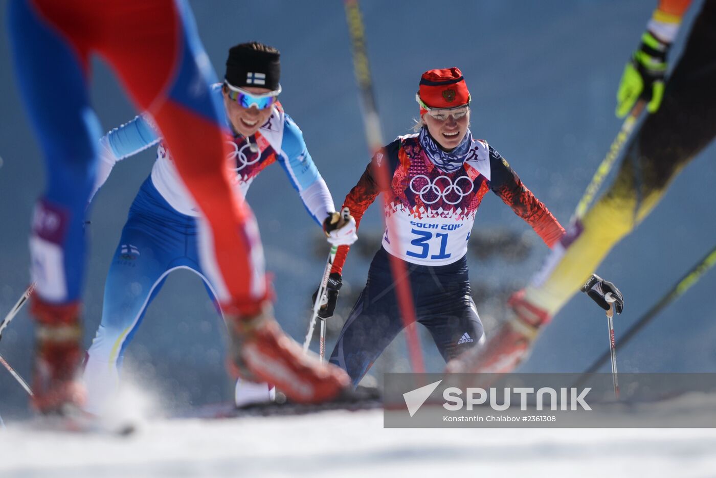 2014 Winter Olympics. Cross country skiing. Women. Skiathlon
