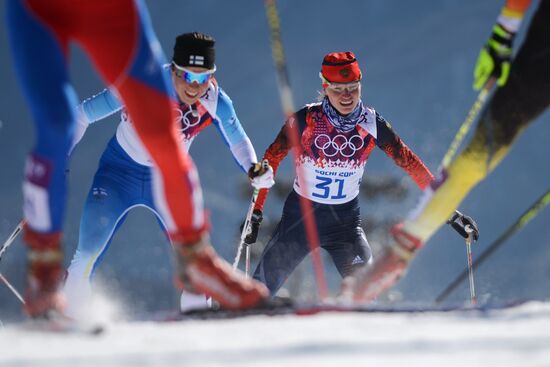 2014 Winter Olympics. Cross country skiing. Women. Skiathlon