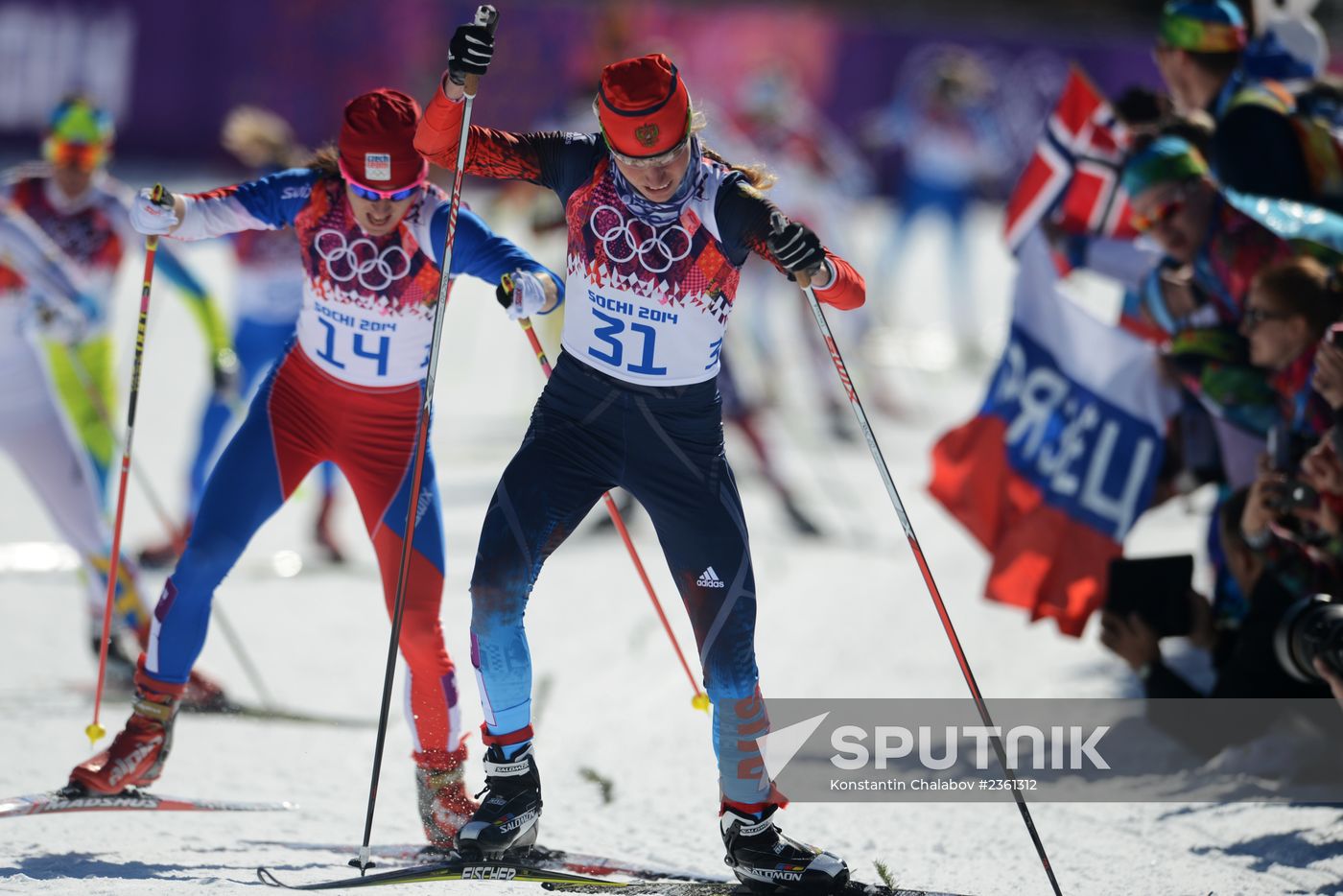 2014 Winter Olympics. Cross country skiing. Women. Skiathlon