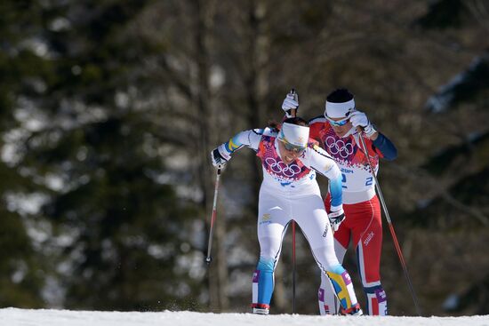 2014 Winter Olympics. Cross country skiing. Women. Skiathlon