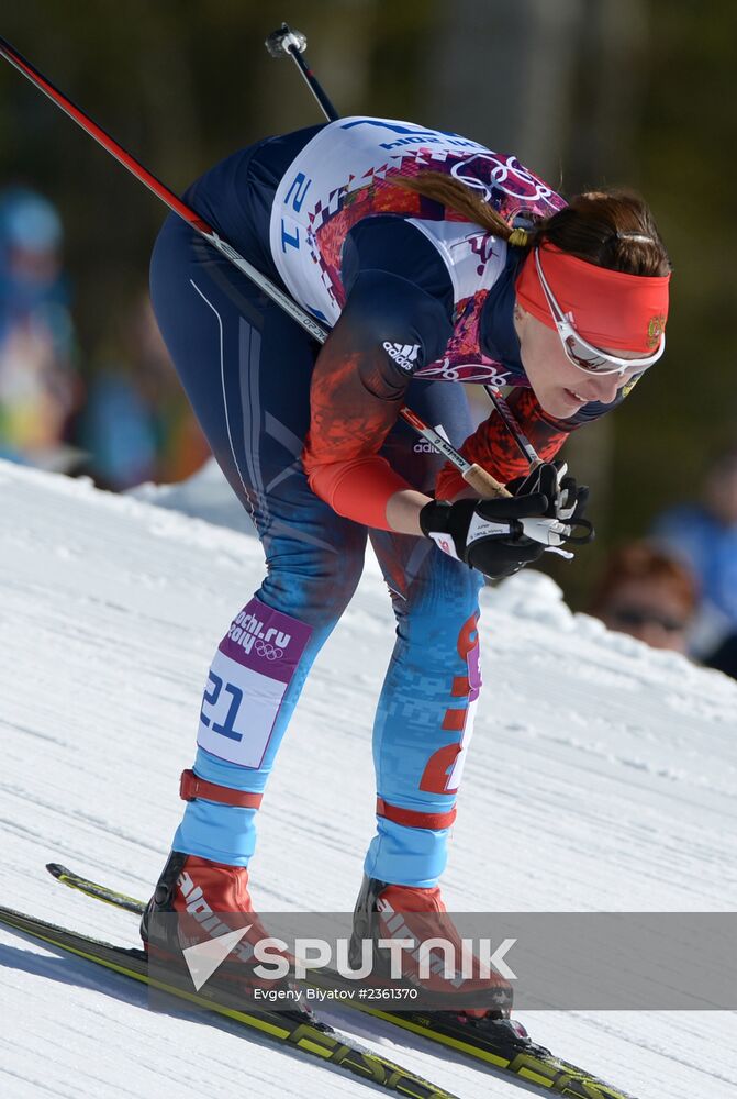 2014 Winter Olympics. Cross country skiing. Women. Skiathlon
