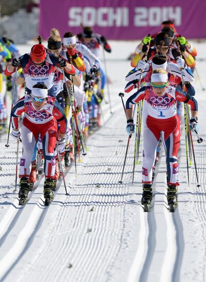 2014 Winter Olympics. Cross country skiing. Women. Skiathlon