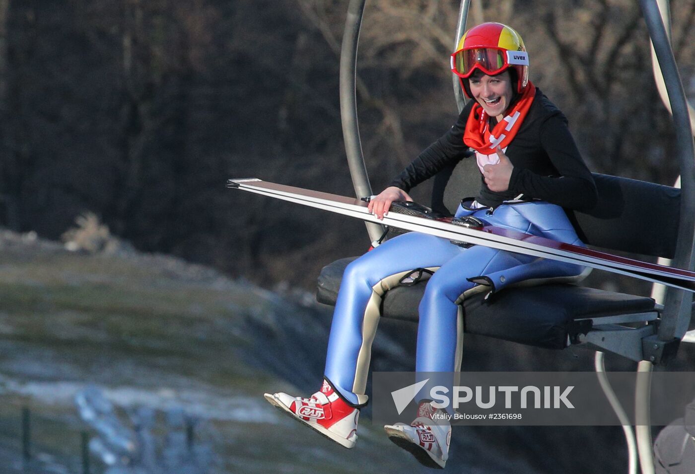 2014 Winter Olympics. Ski jumping. Women. Normal hill. Training sessions