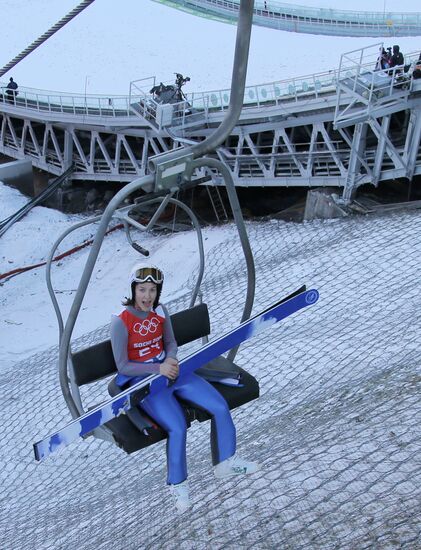 2014 Winter Olympics. Ski jumping. Women. Normal hill. Training sessions