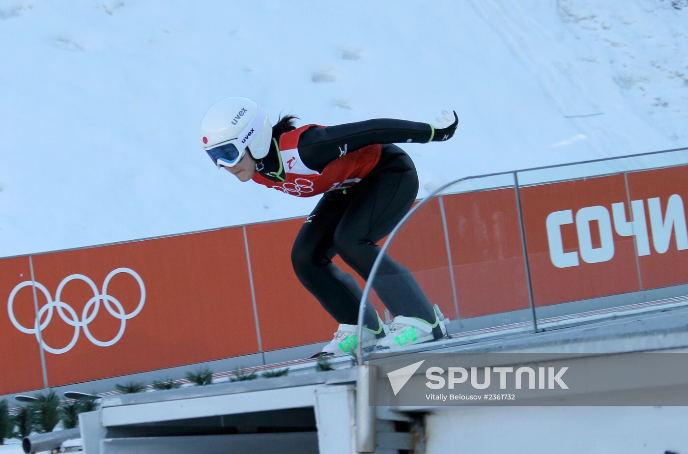 2014 Winter Olympics. Ski jumping. Women. Normal hill. Training sessions