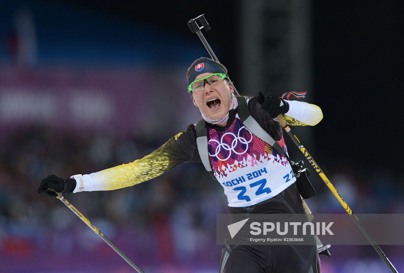 2014 Winter Olympics. Biathlon. Women. Sprint race