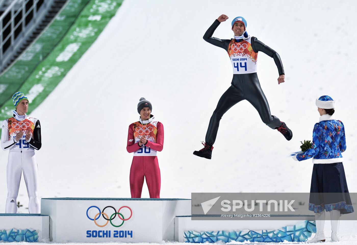 2014 Winter Olympics. Ski jumping. Men. Normal hill. Finals