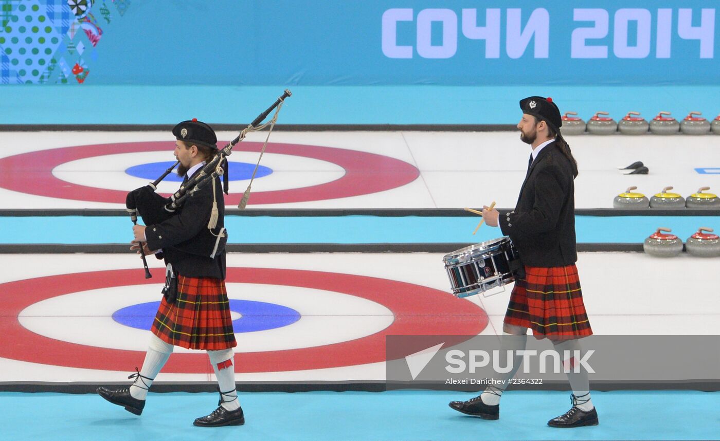2014 Olympic Games. Curling. Men. First Day