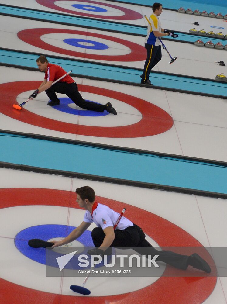 2014 Olympic Games. Curling. Men. First Day