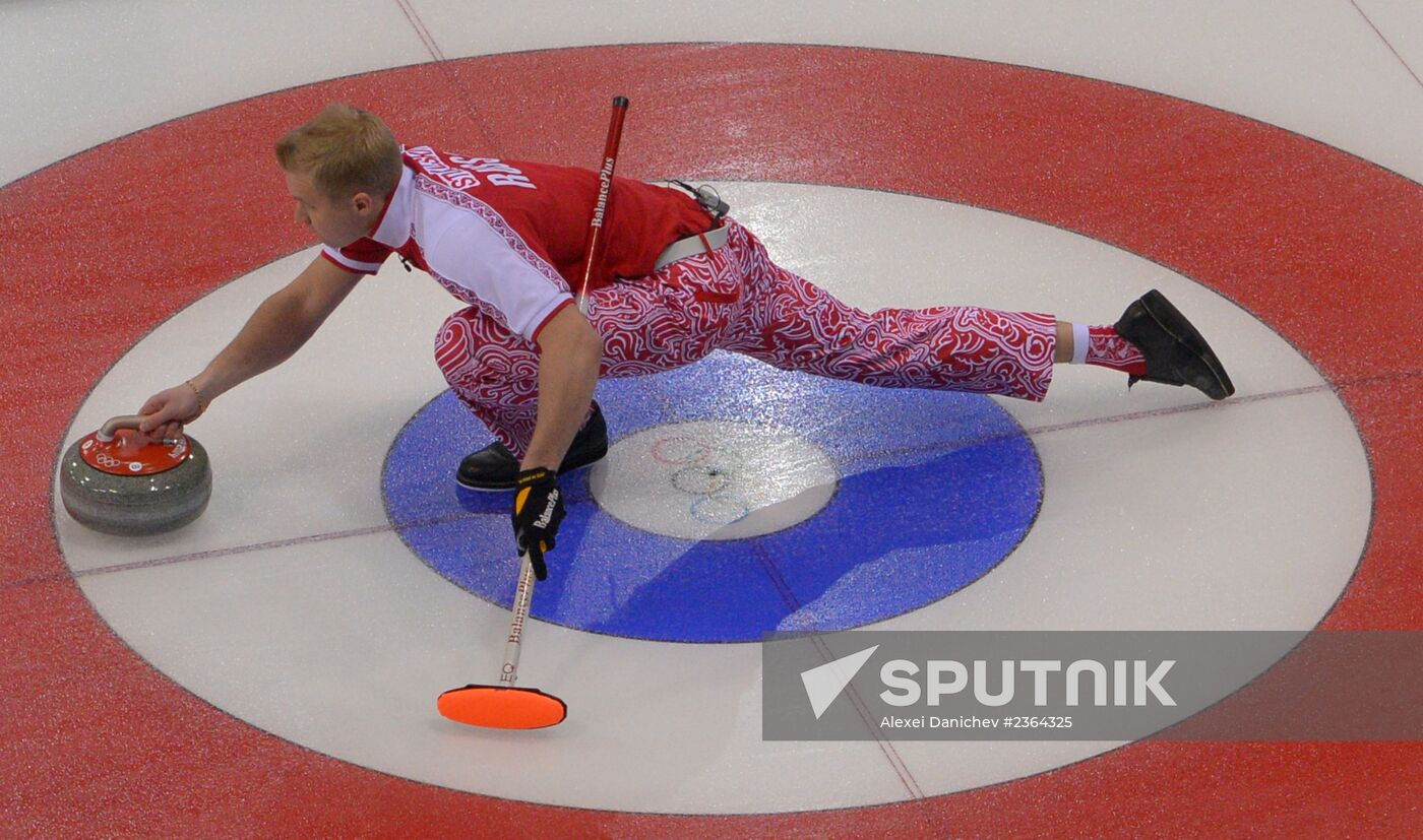 2014 Olympic Games. Curling. Men. First Day