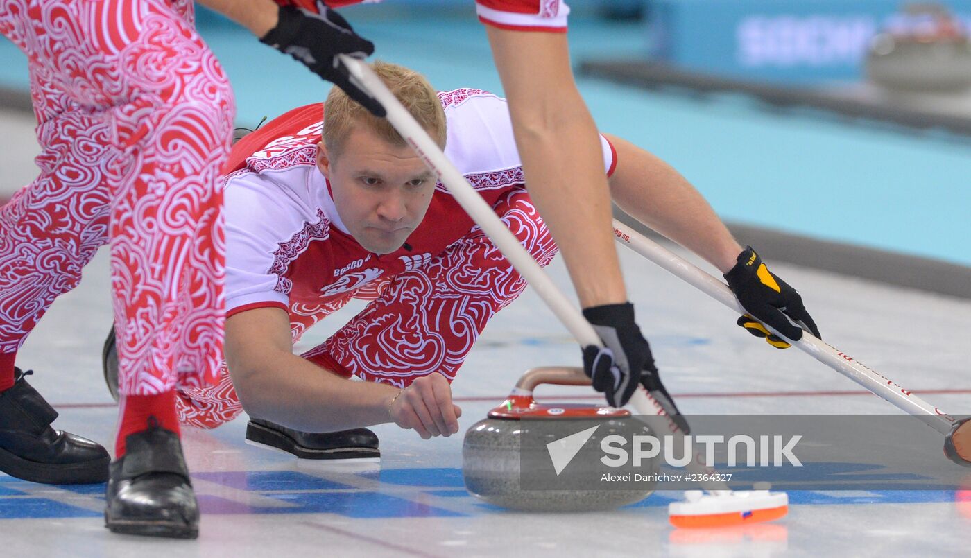 2014 Olympic Games. Curling. Men. First Day