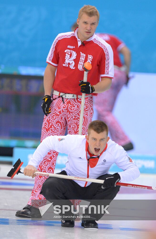 2014 Winter Olympics. Curling. Men. Day One