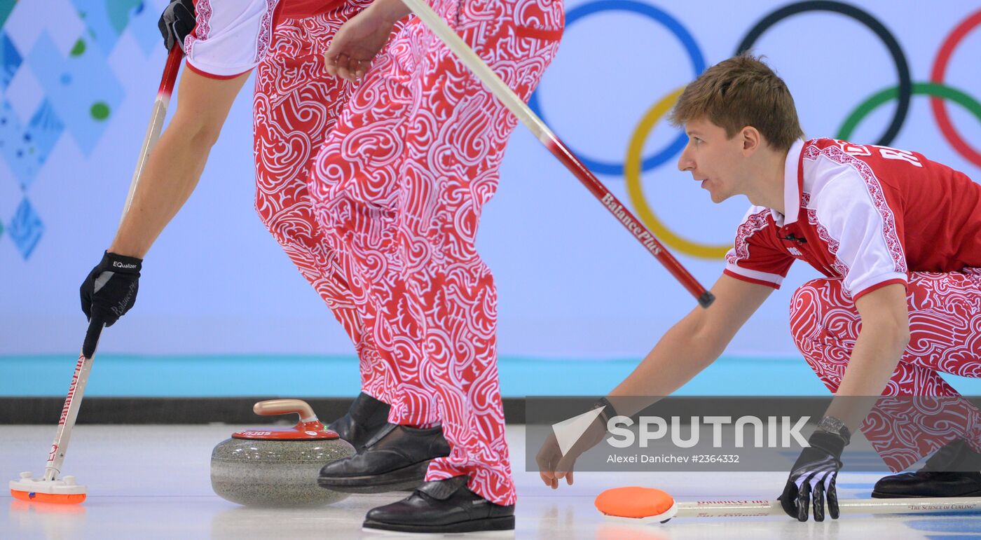 2014 Olympic Games. Curling. Men. First Day