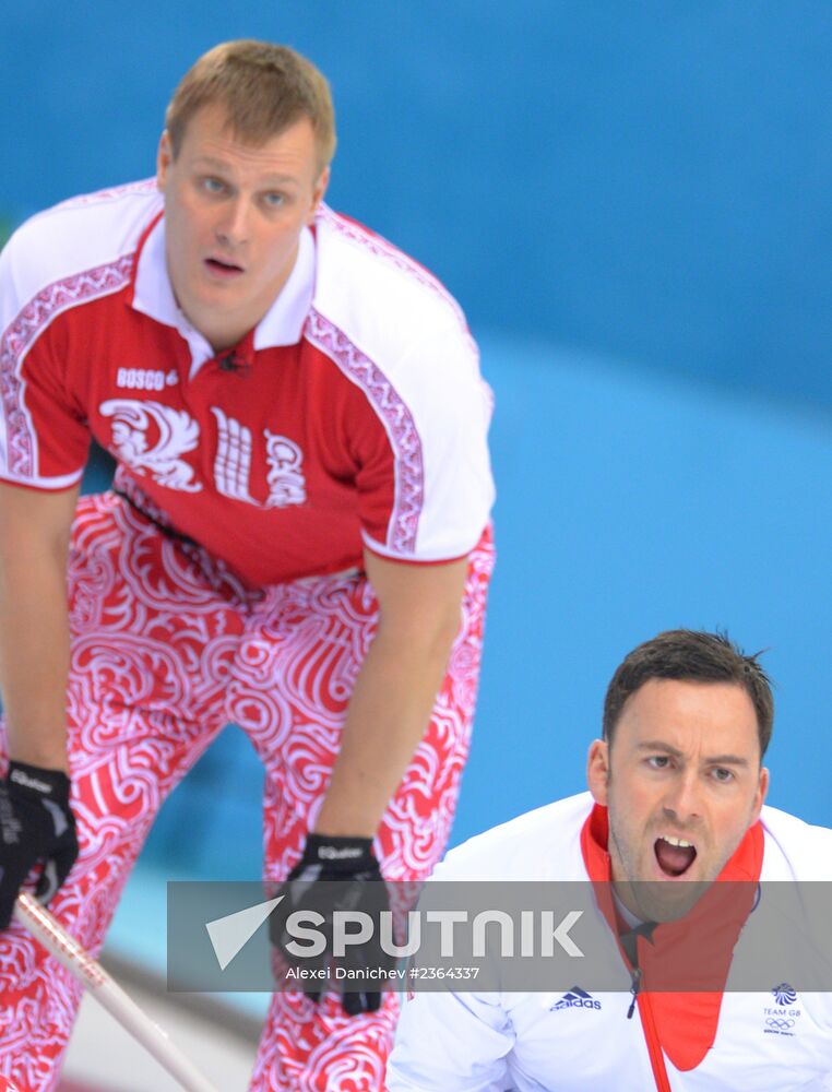 2014 Winter Olympics. Curling. Men. Day One