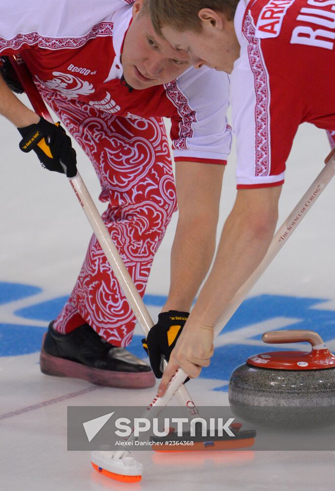 2014 Winter Olympics. Curling. Men. Day One
