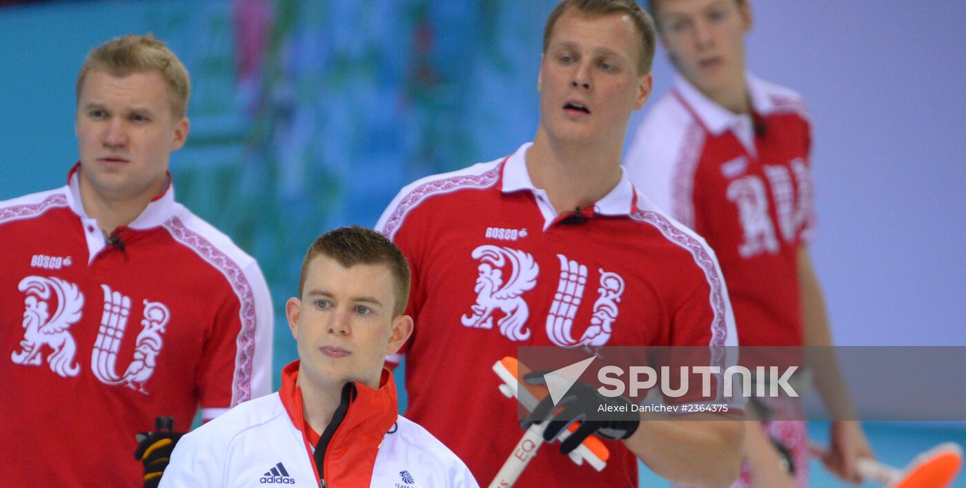 2014 Olympic Games. Curling. Men. Day One