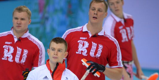 2014 Olympic Games. Curling. Men. Day One