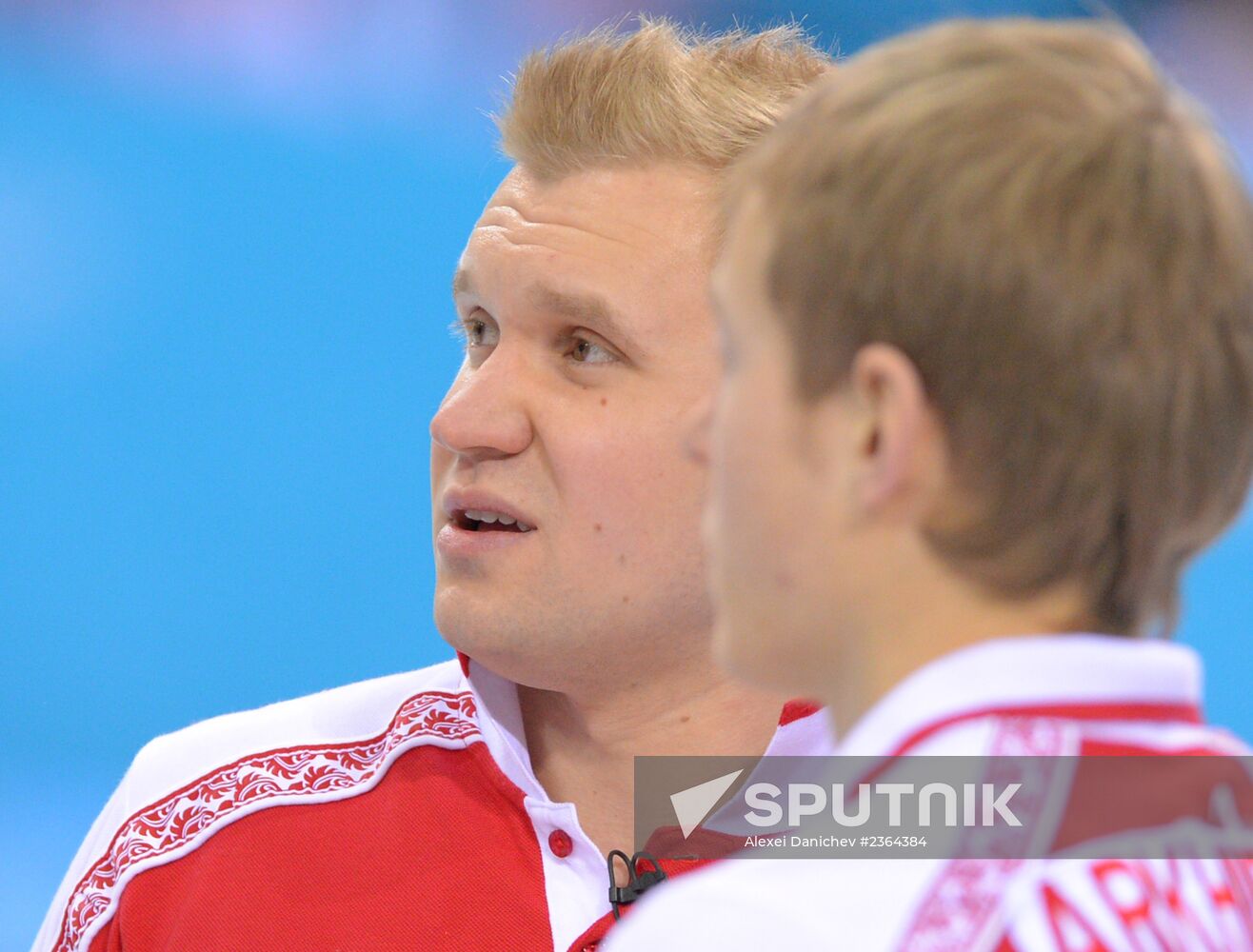 2014 Winter Olympics. Curling. Men. Day One