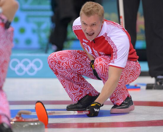 2014 Winter Olympics. Curling. Men. Day One