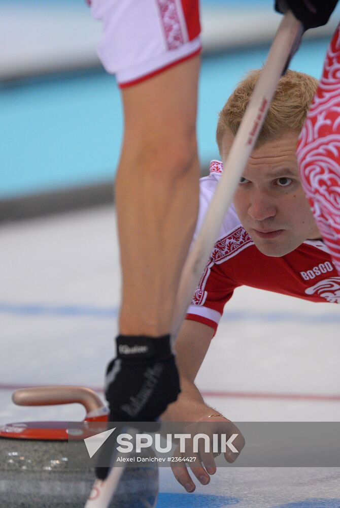 2014 Winter Olympics. Curling. Men. Day One