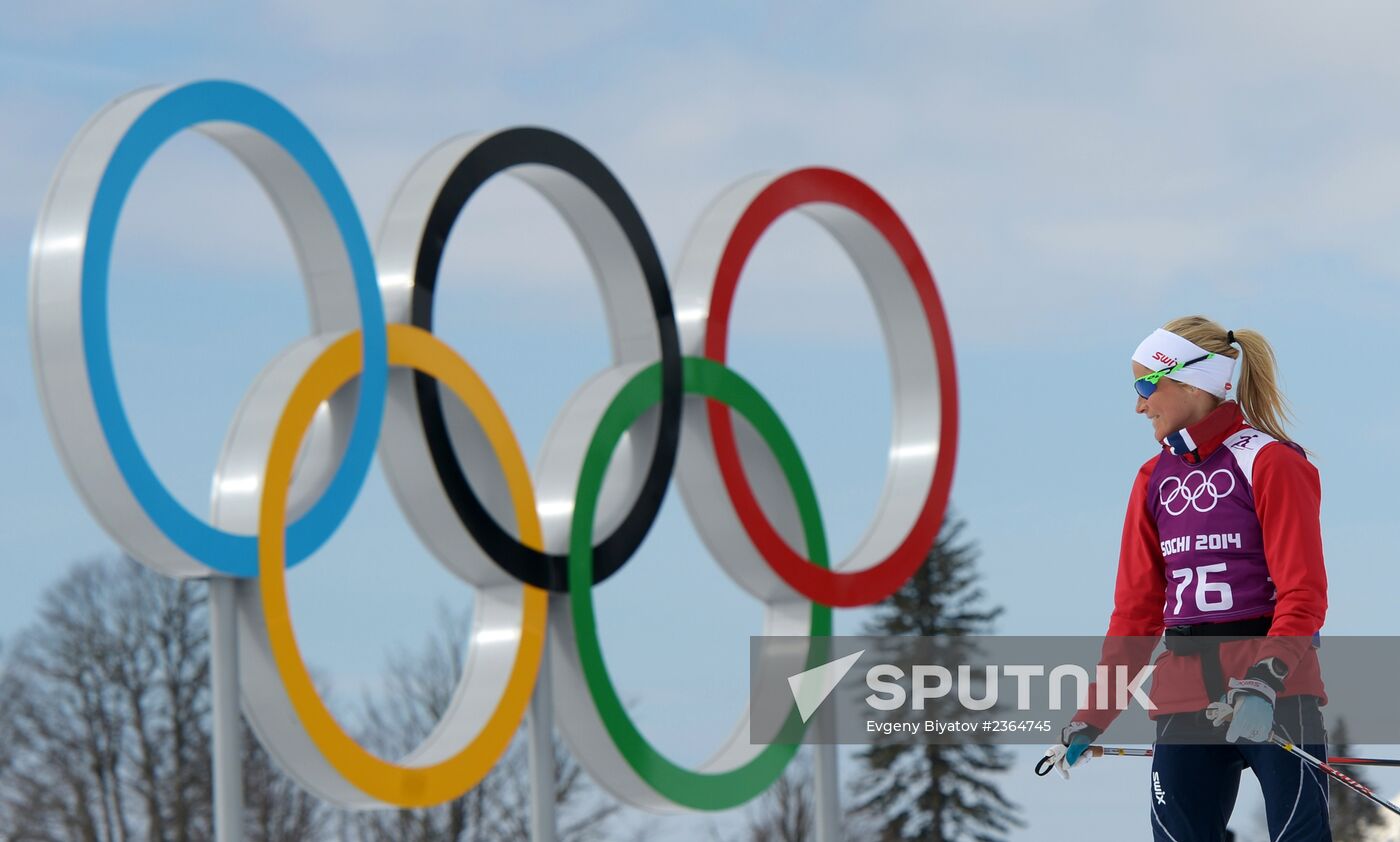 2014 Winter Olympics. Cross-country skiing. Sprint. Training sessions