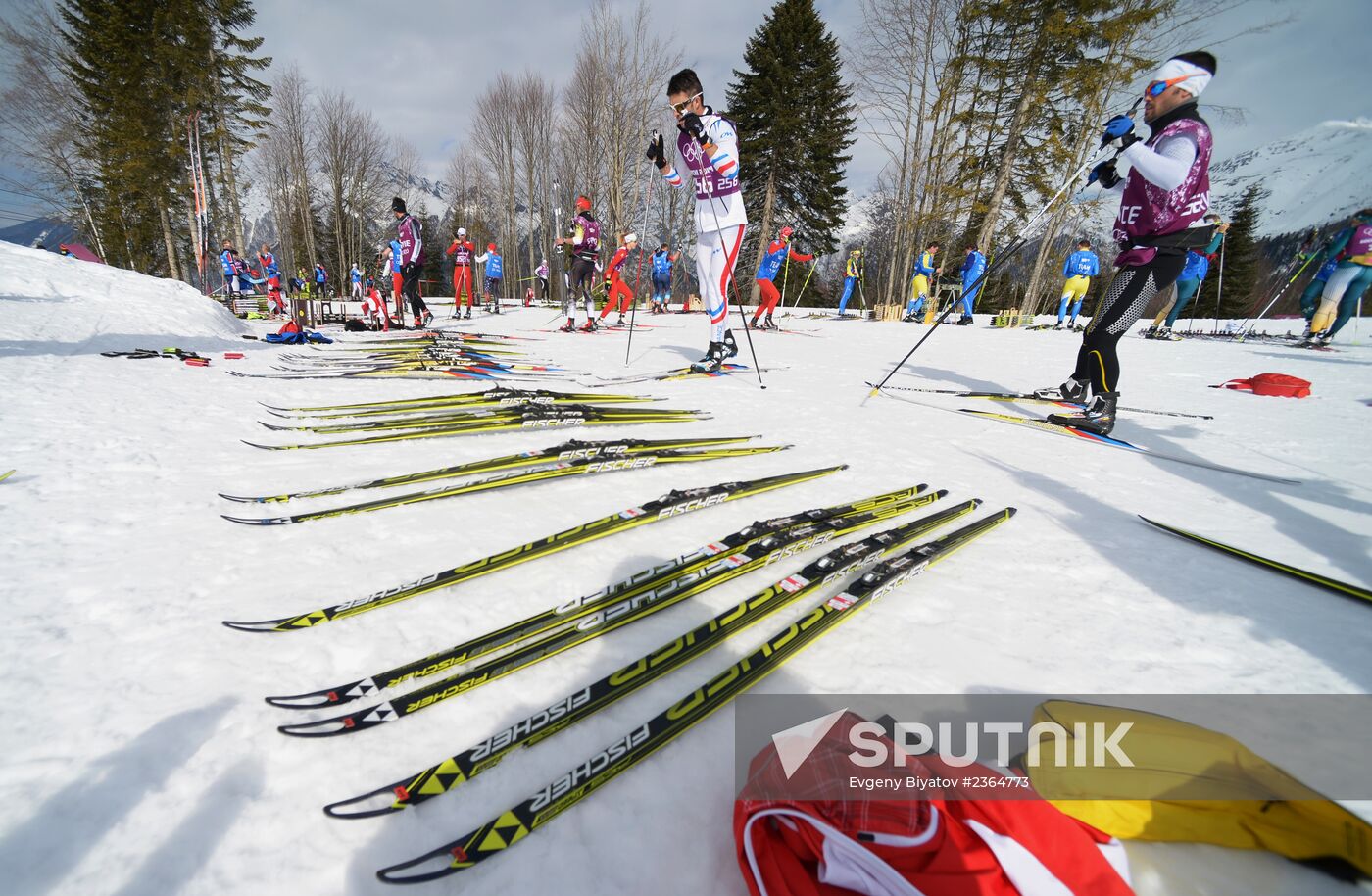 2014 Winter Olympics. Cross-country skiing. Sprint. Training sessions