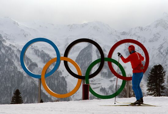 2014 Winter Olympics. Cross-country skiing. Sprint. Training sessions