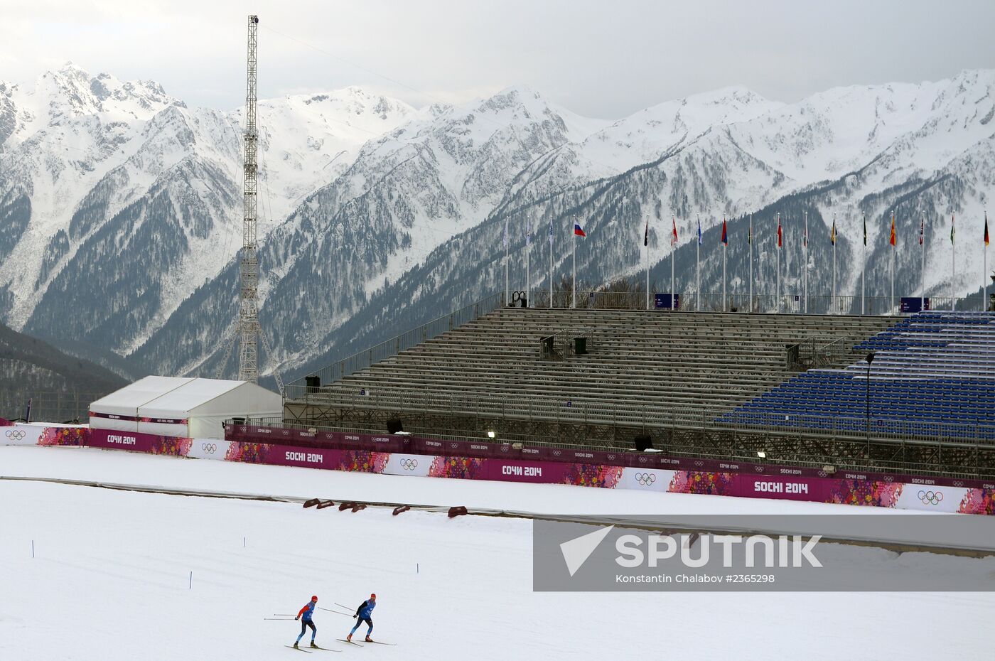 2014 Winter Olympics. Cross-country skiing. Sprint. Training sessions