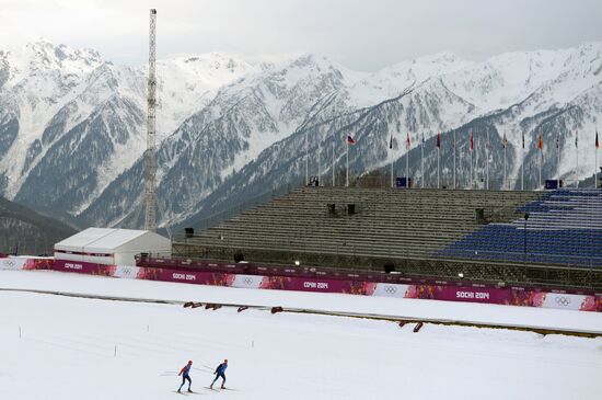 2014 Winter Olympics. Cross-country skiing. Sprint. Training sessions