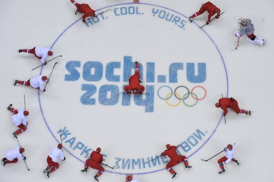 2014 Winter Olympics. Ice hockey. Russian men's national team's training session