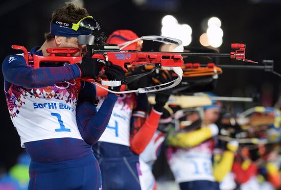 2014 Winter Olympics. Biathlon. Men. Pursuit race