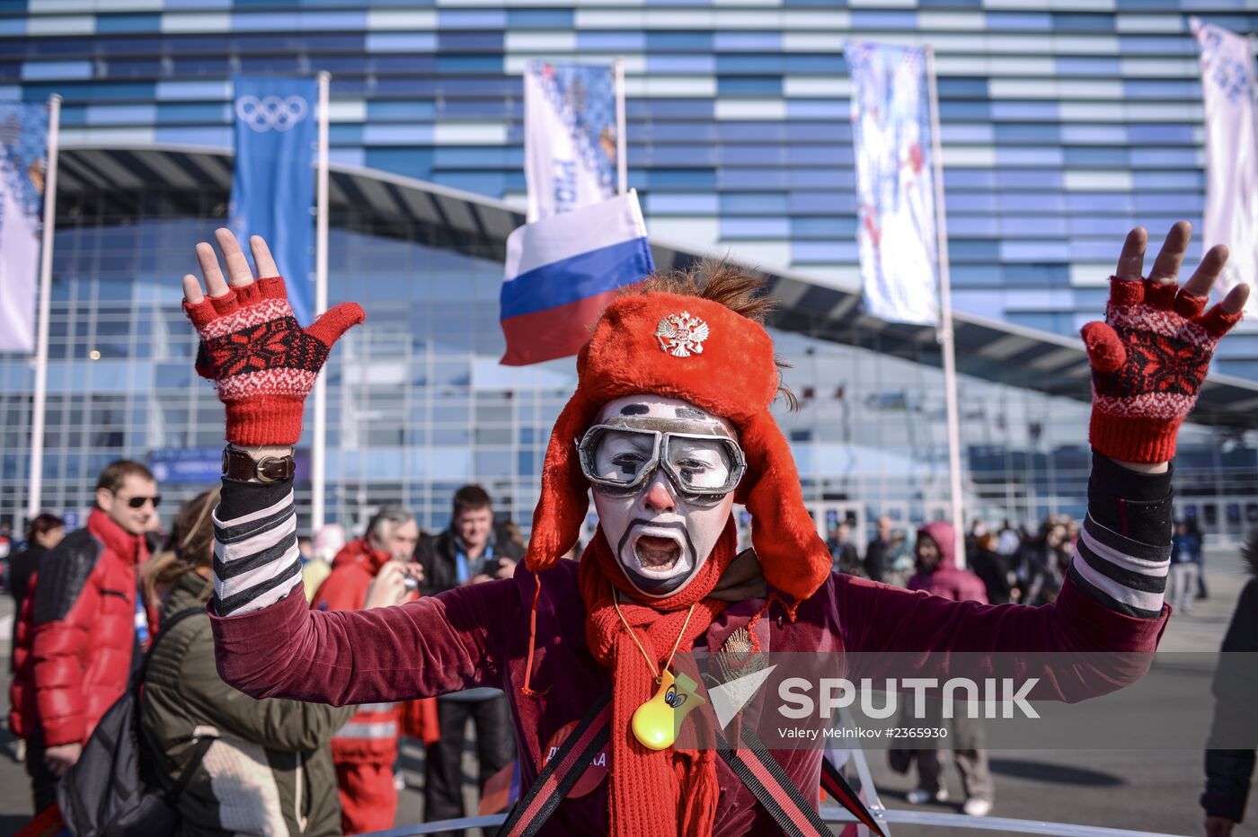 Fans in Sochi's Olympic Park