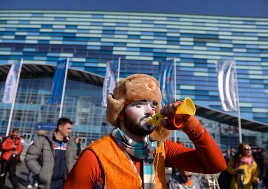 Russian fans in Olympic Park in Sochi