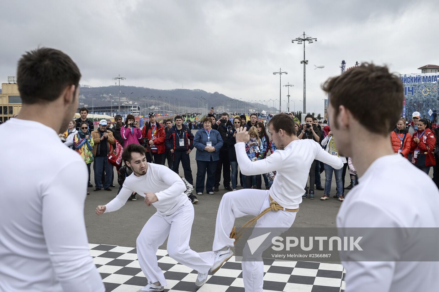 Fans in Sochi's Olympic Park