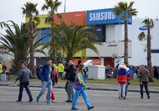 Fans in Sochi's Olympic Park