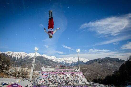 22014 Winter Olympics. Freestyle skiing. Aerials. Training