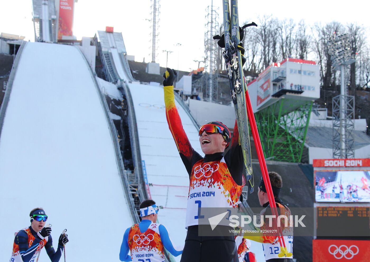 2014 Winter Olympics. Nordic combined. Individual race. Normal hill