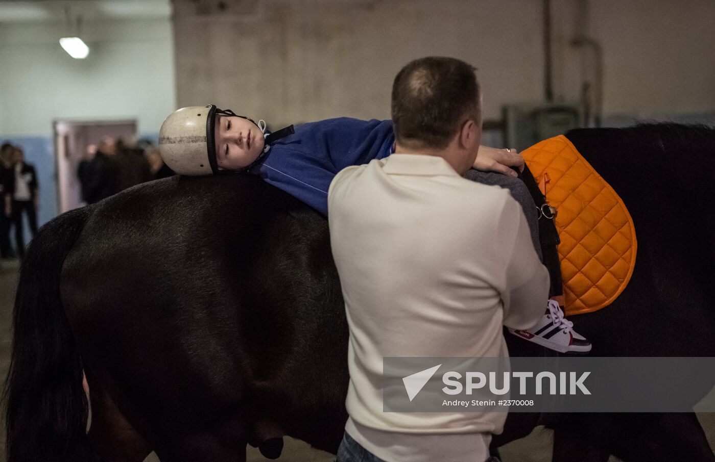 Princess Anne visits Hippotherapy course at Moscow race course