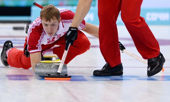 2014 Winter Olympics. Curling. Men. Day Four