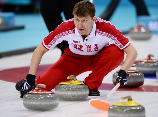 2014 Winter Olympics. Curling. Men. Day Four