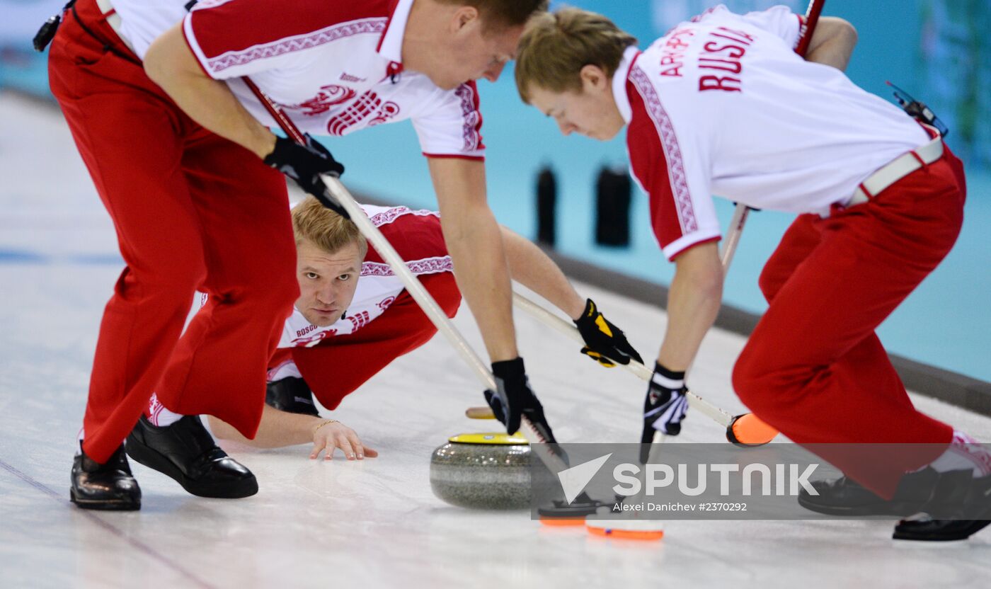 2014 Winter Olympics. Curling. Men. Day Four