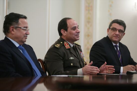 Vladimir Putin meets with Nabil Fahmy and Abdul Fattah al-Sisi