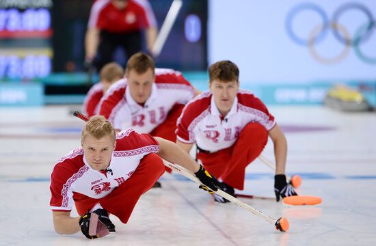 2014 Winter Olympics. Curling. Men. Day Four