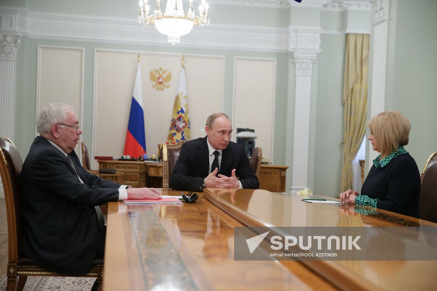 Vladimir Putin meets with Ella Panfilova, Vladimir Lukin